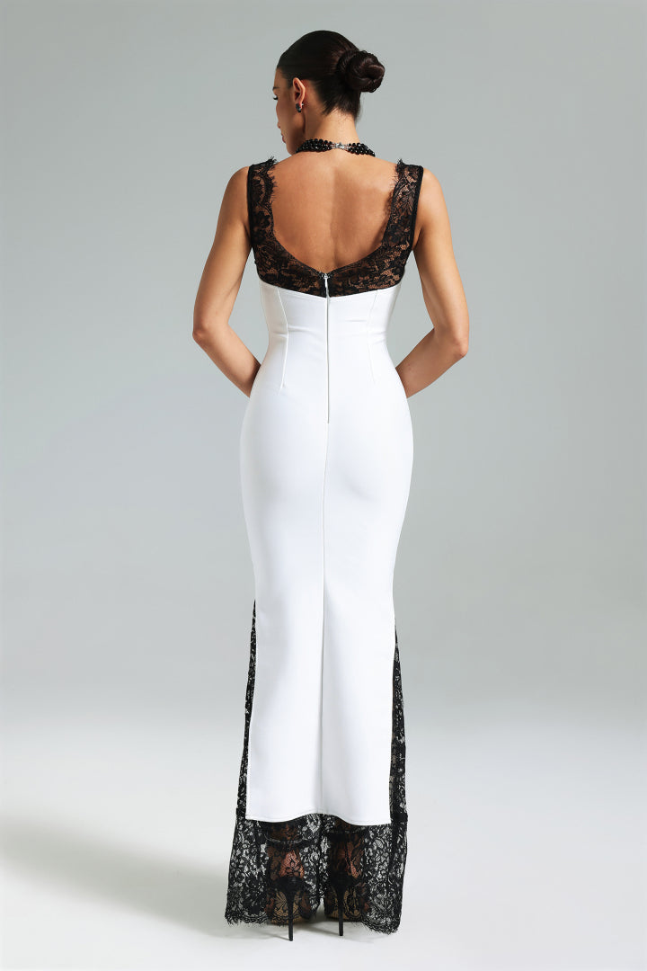 Gunnhild Lace White Long Evening Dress