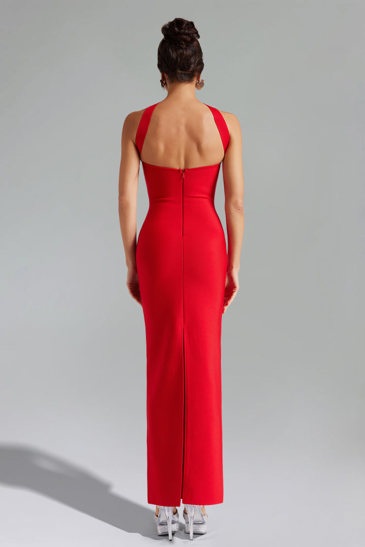 Rosee Red Long Evening Dress