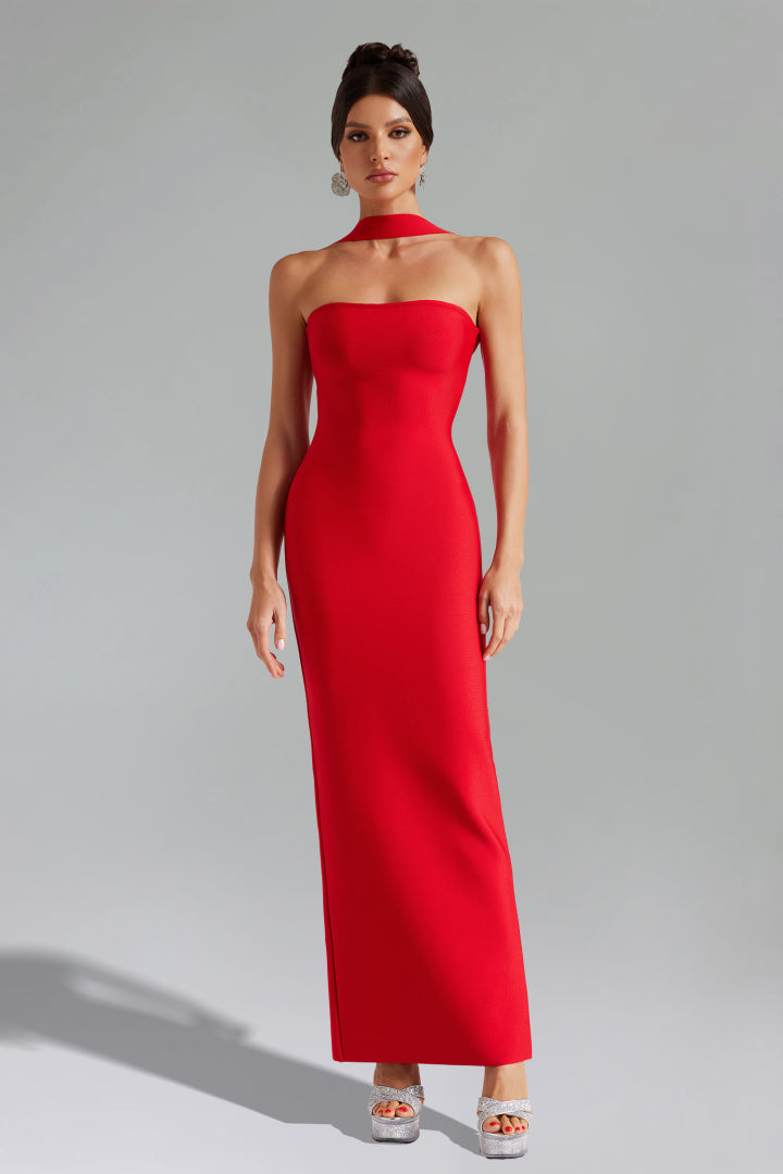 Rosee Red Long Evening Dress