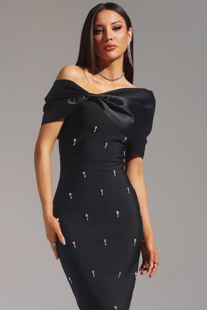 Palez Black Long Evening Dress
