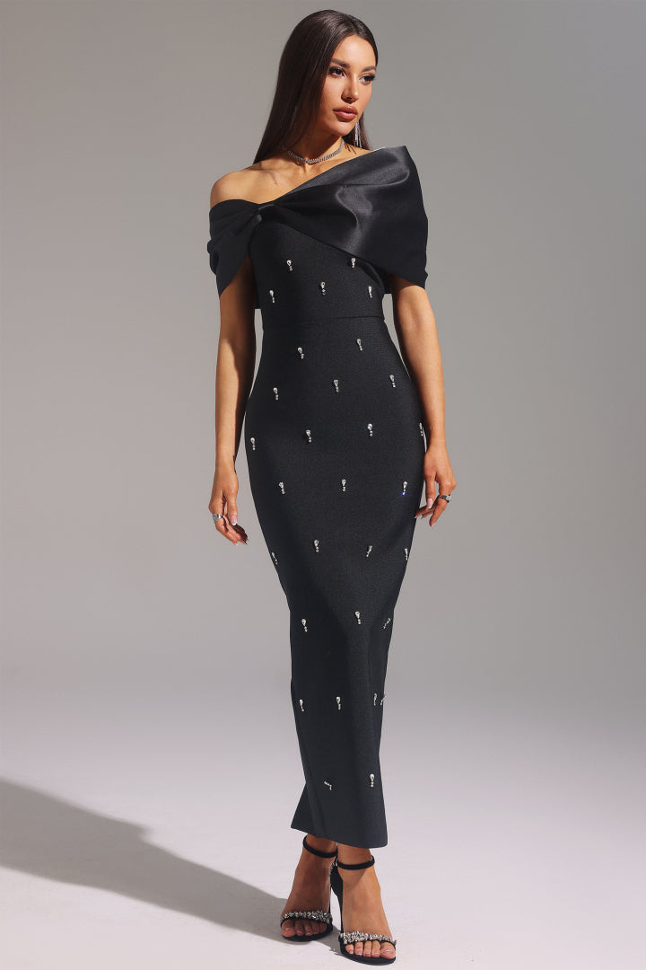 Palez Black Long Evening Dress