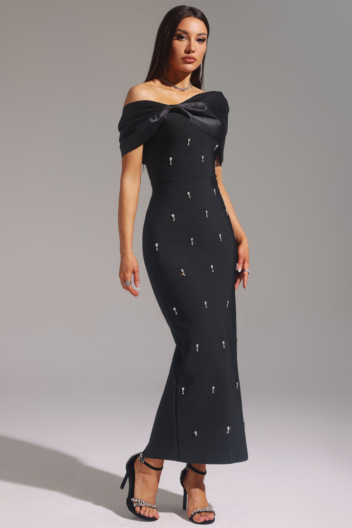 Palez Black Long Evening Dress