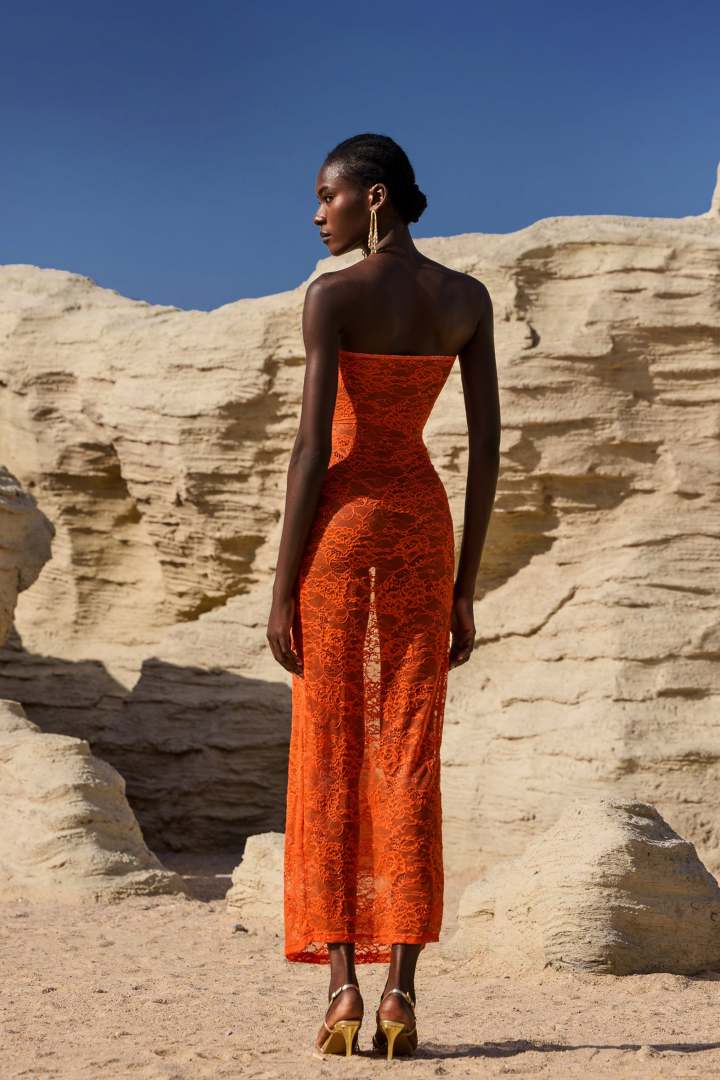 Selien Orange Long Evening Dress