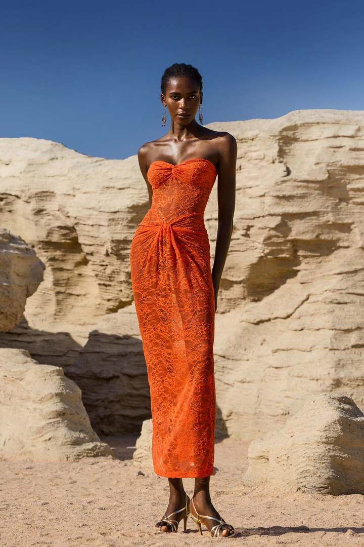 Selien Orange Long Evening Dress