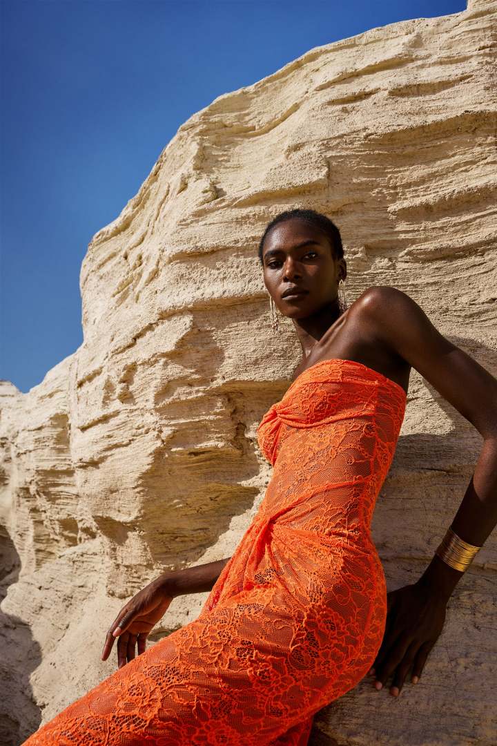 Selien Orange Long Evening Dress
