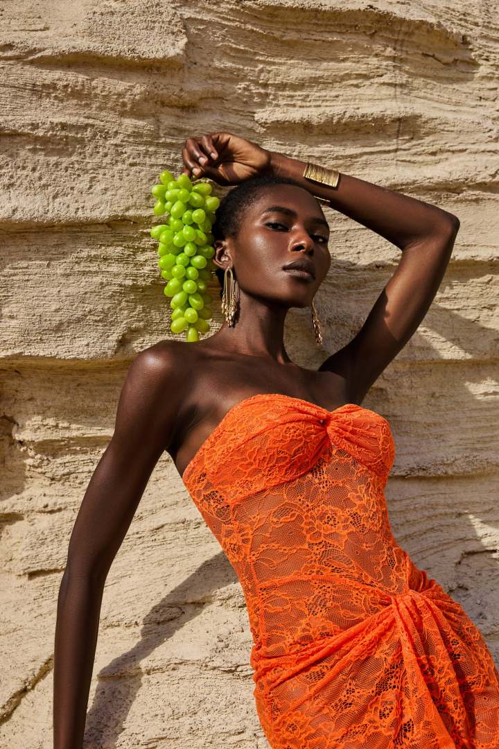 Selien Orange Long Evening Dress