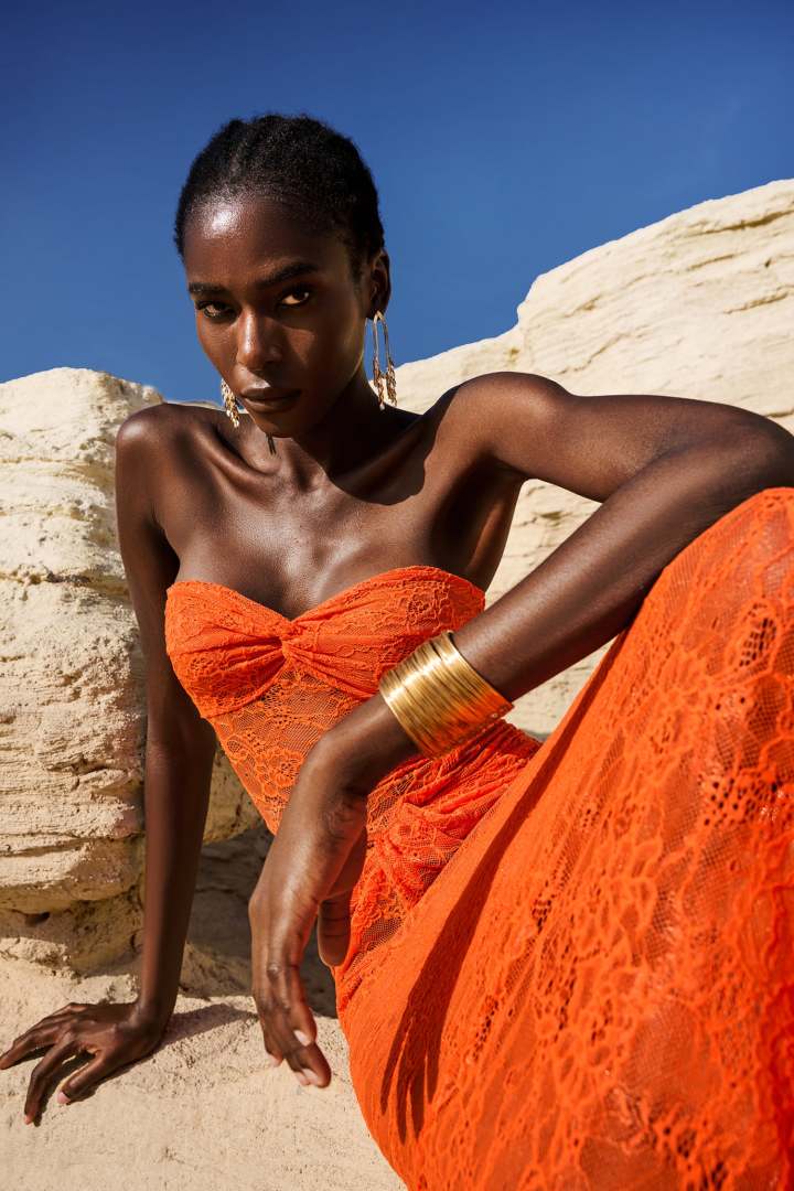 Selien Orange Long Evening Dress