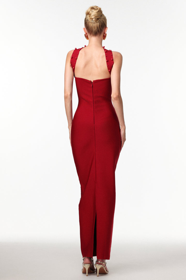 Nesya Bordo Long Evening Dress