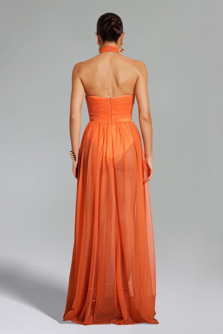 Rivka Orange Long Evening Dress