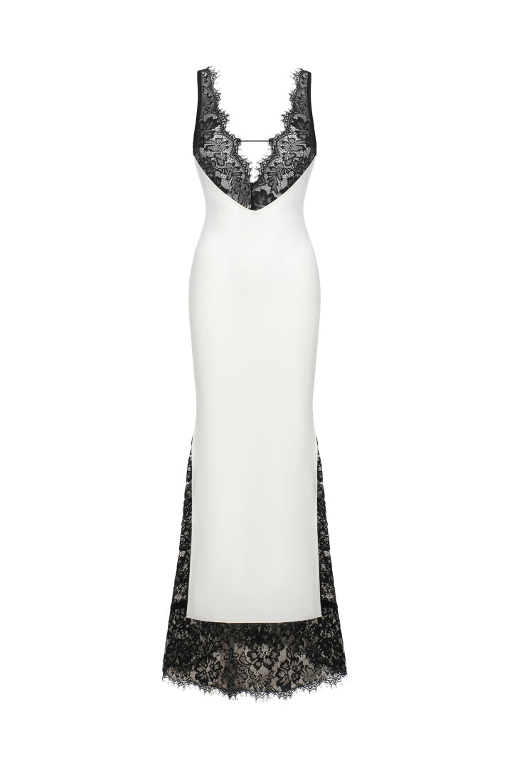 Gunnhild Lace White Long Evening Dress