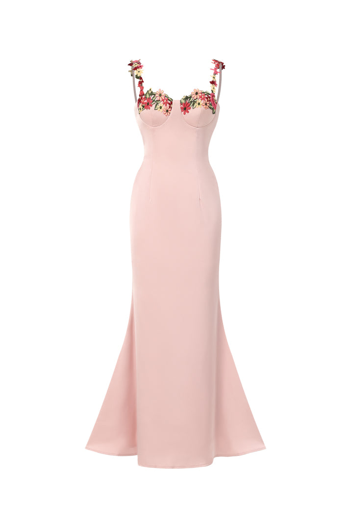 Flexible Pink Long Evening Dress