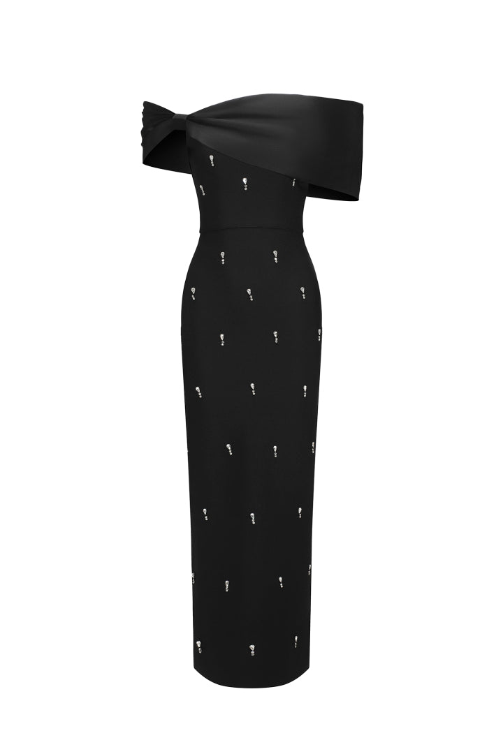 Palez Black Long Evening Dress