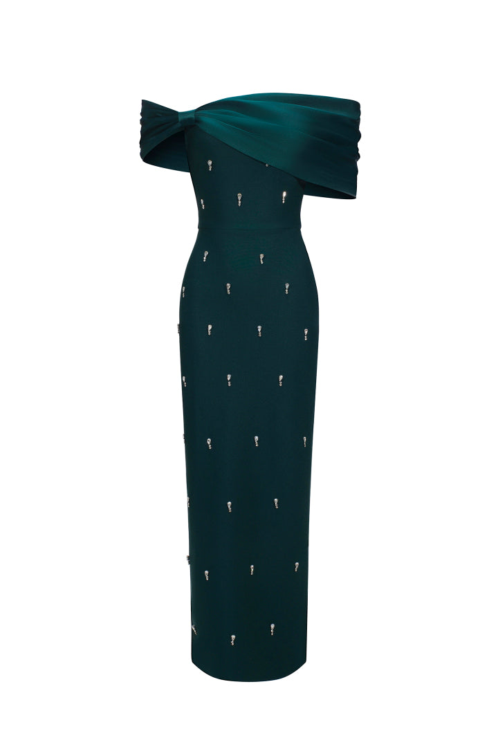 Palez Green Long Evening Dress