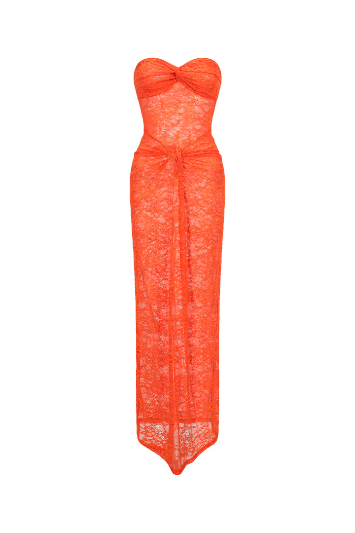 Selien Orange Long Evening Dress