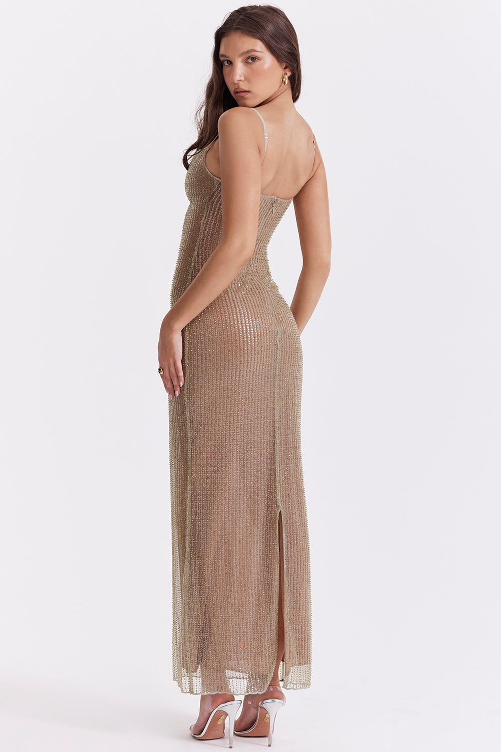 Alondra Strapless Mocha Long Evening Dress