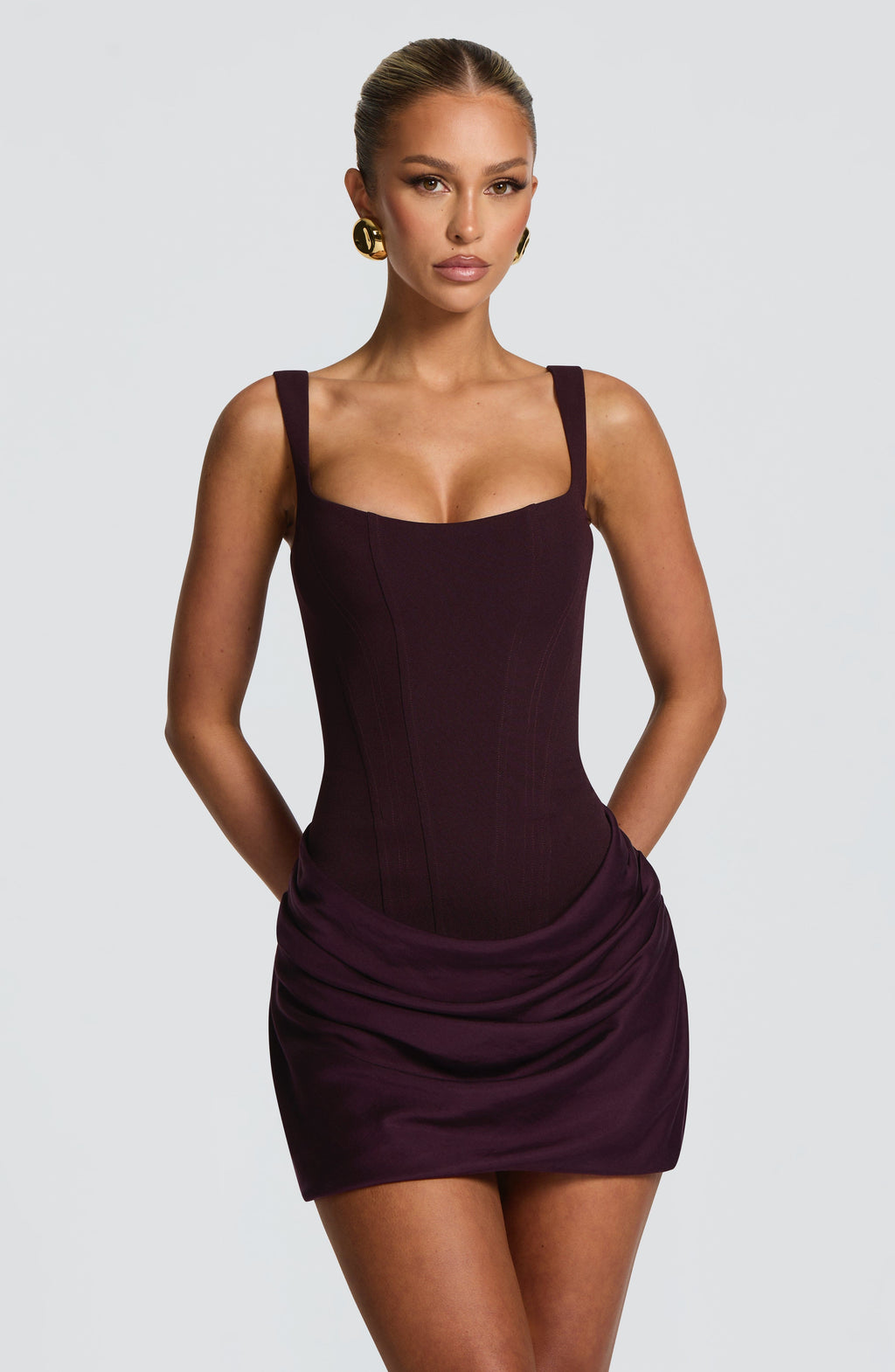Cornelia Korse Bordo Mini Abiye Elbise