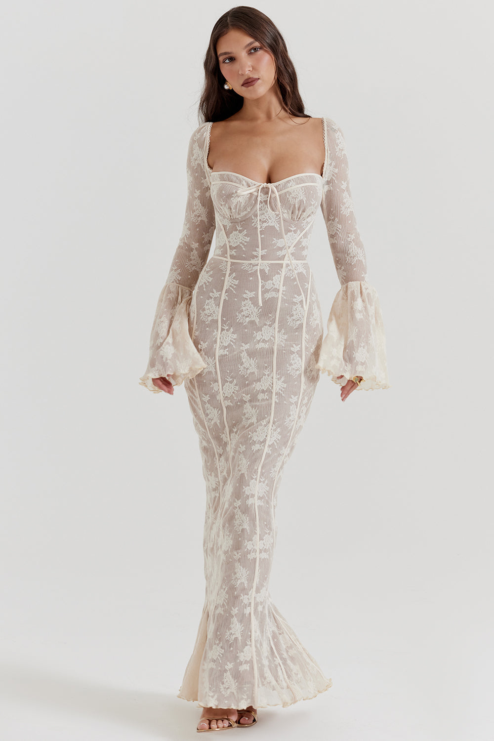 Delilah Black Lace Long Prom Dress