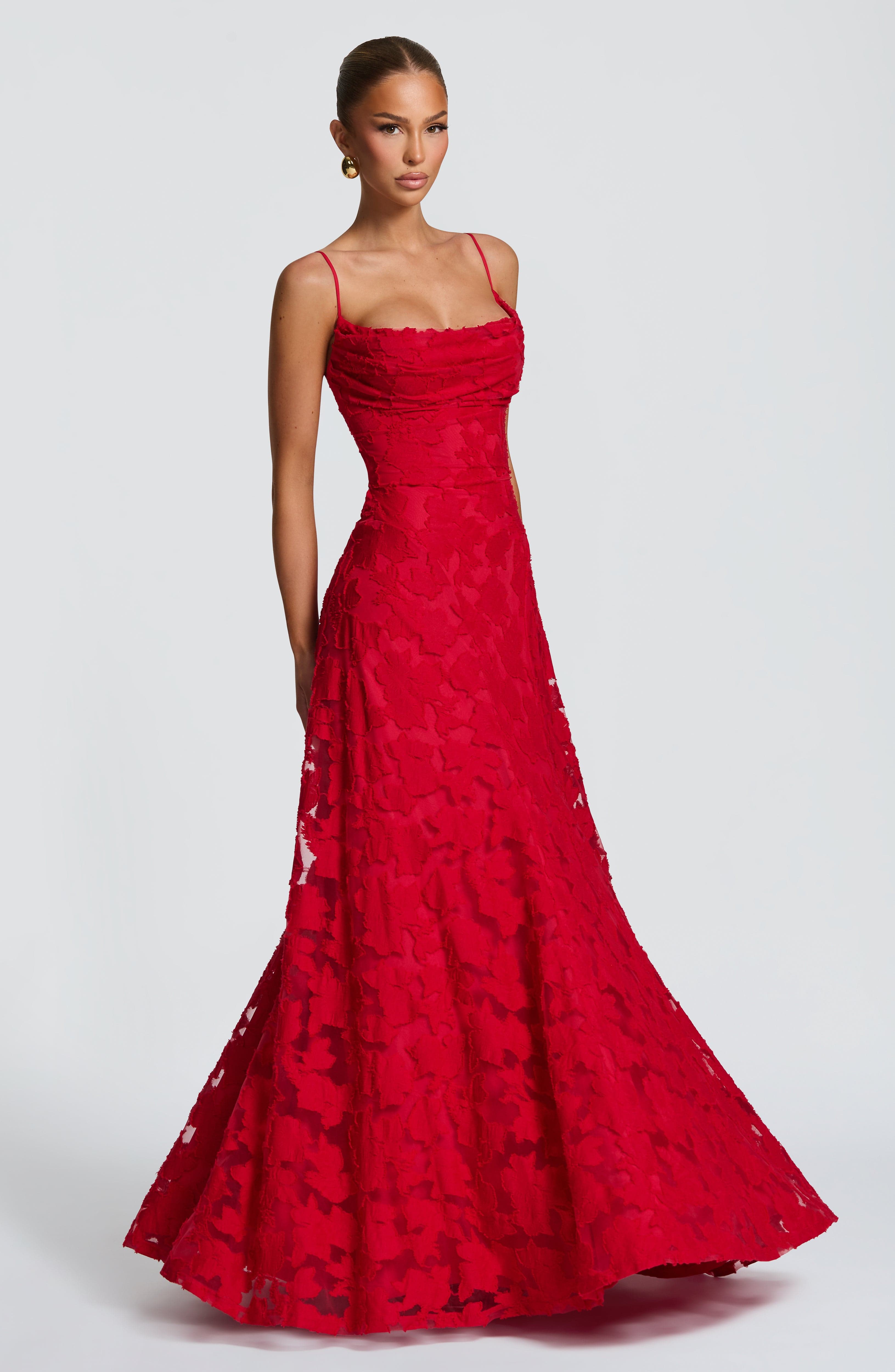 Francis Dantel Kırmızı Uzun Abiye Elbise