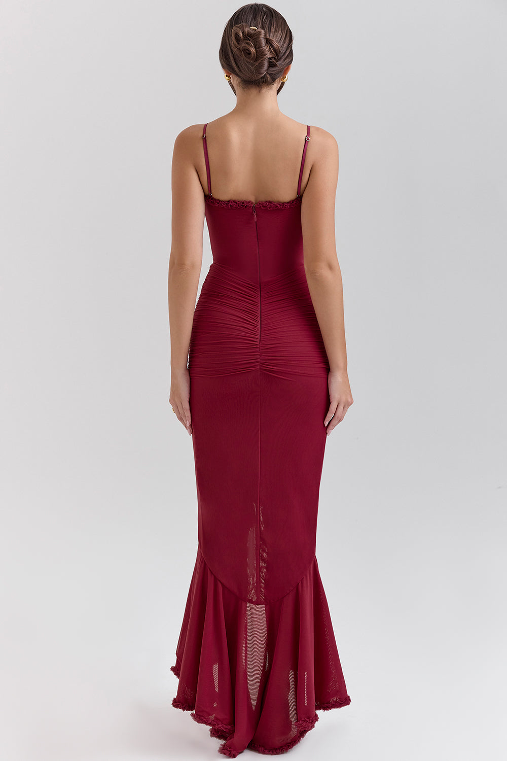 Gabbi Straplez Bordo Abiye Elbise