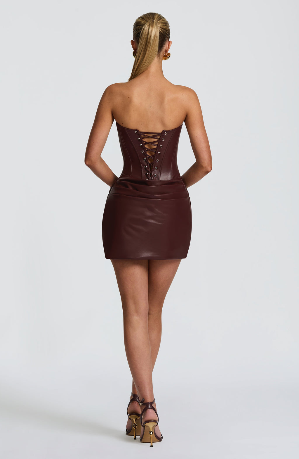 Palmer Korse Bordo Mini Abiye Elbise