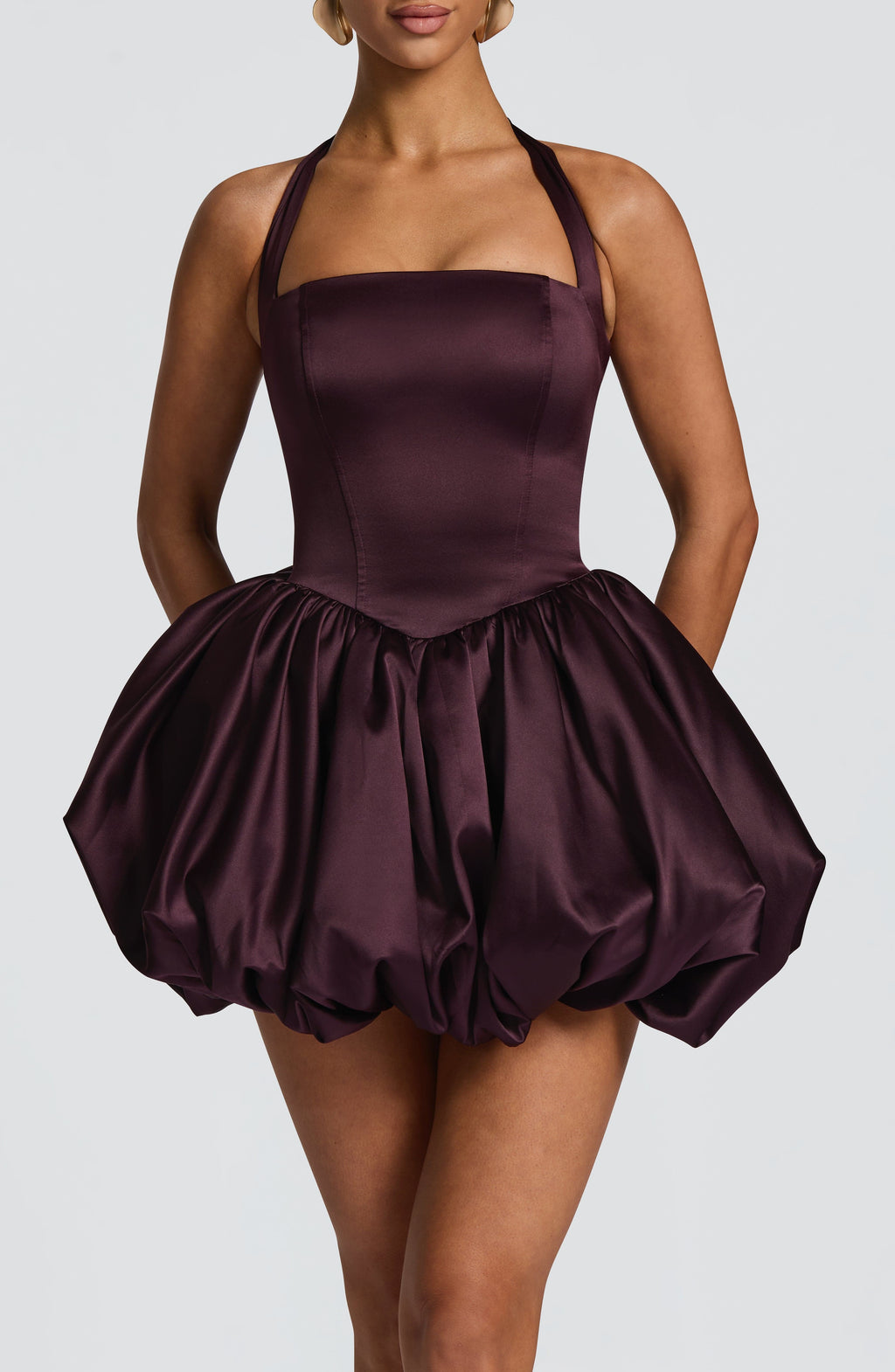 Prudence Saten Bordo Mini Abiye Elbise