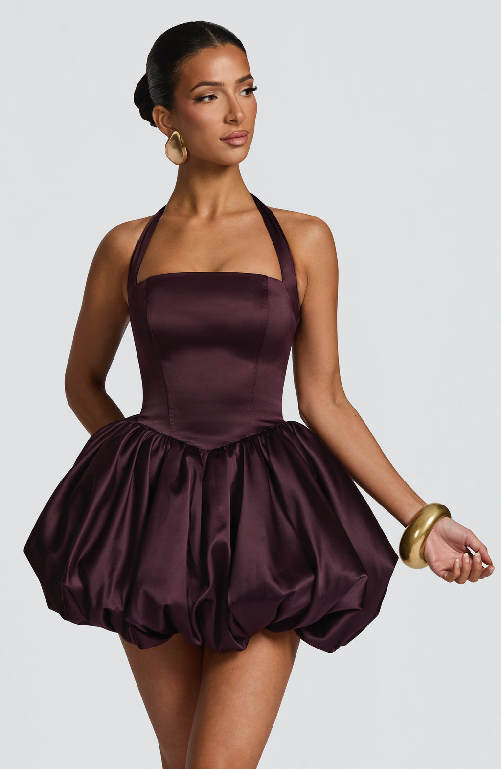 Prudence Saten Bordo Mini Abiye Elbise