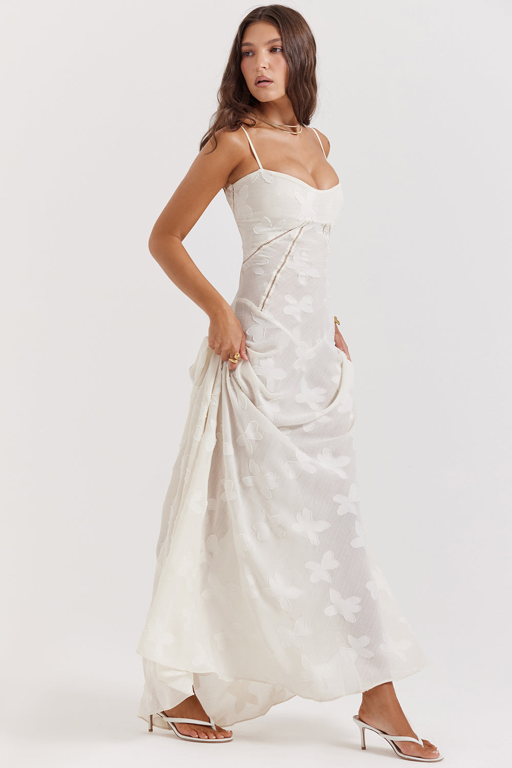 Serene Corset Cream Long Evening Dress