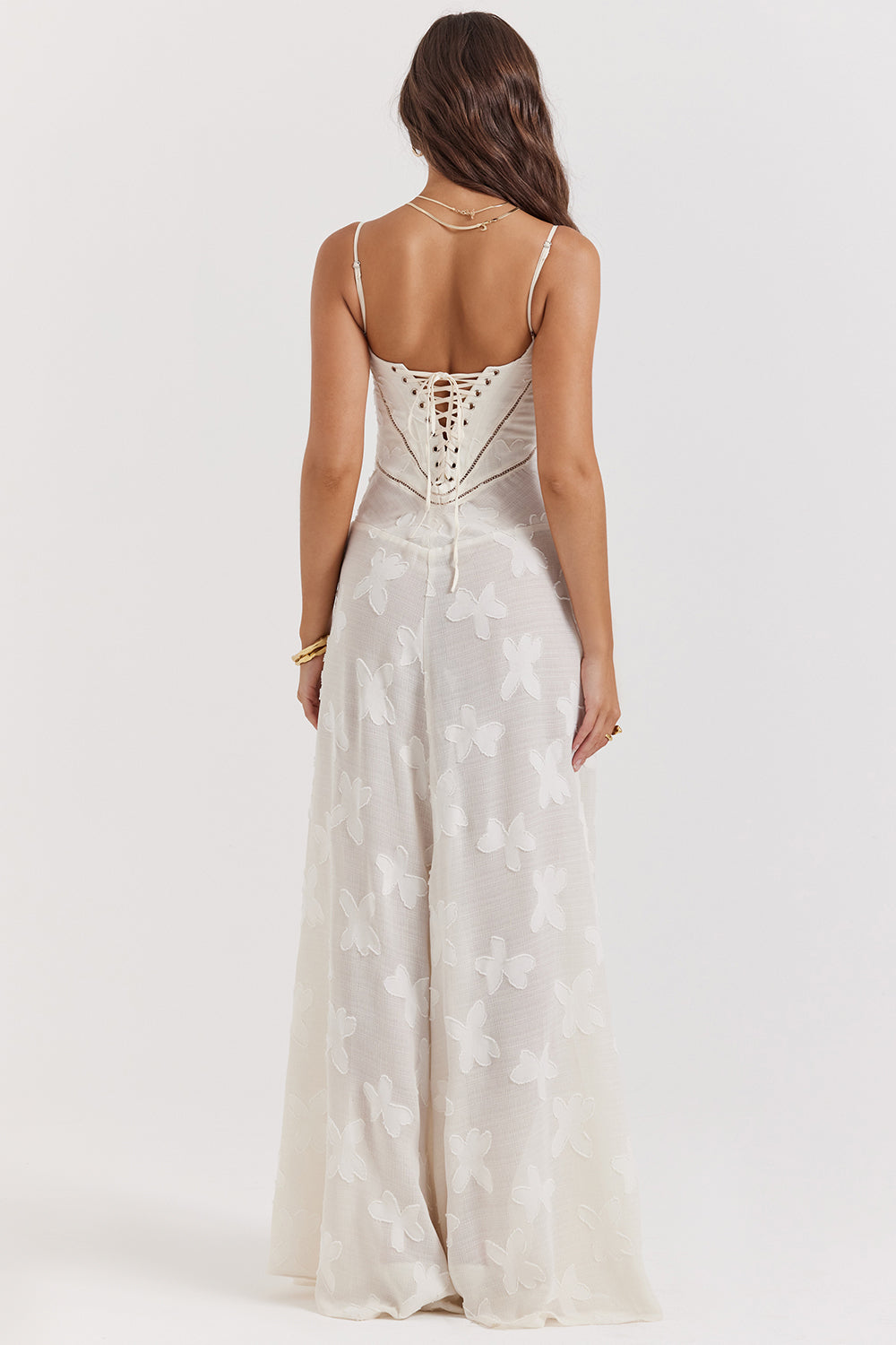 Serene Corset Cream Long Evening Dress