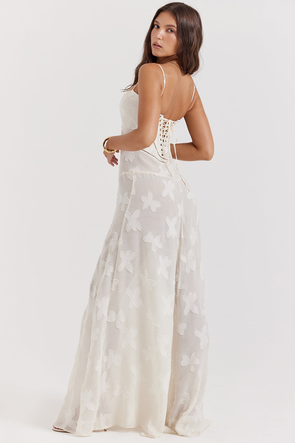 Serene Corset Cream Long Evening Dress