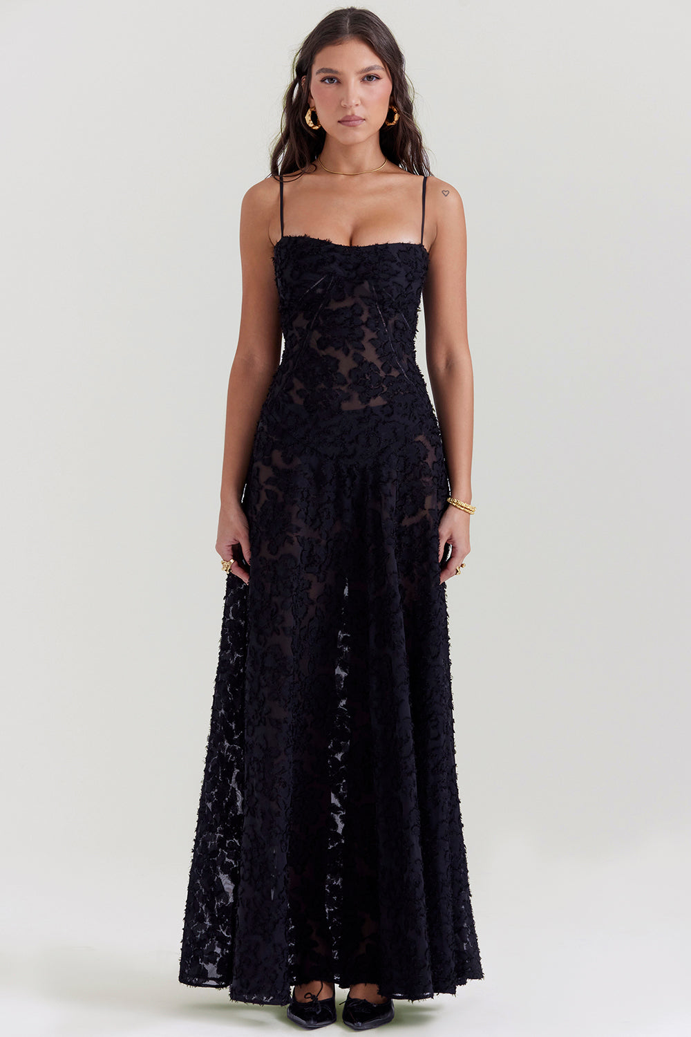 Seren Black Long Evening Dress Corset