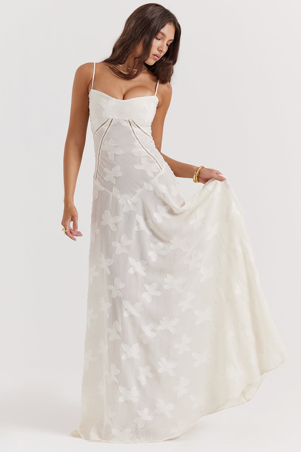 Serene Corset Cream Long Evening Dress