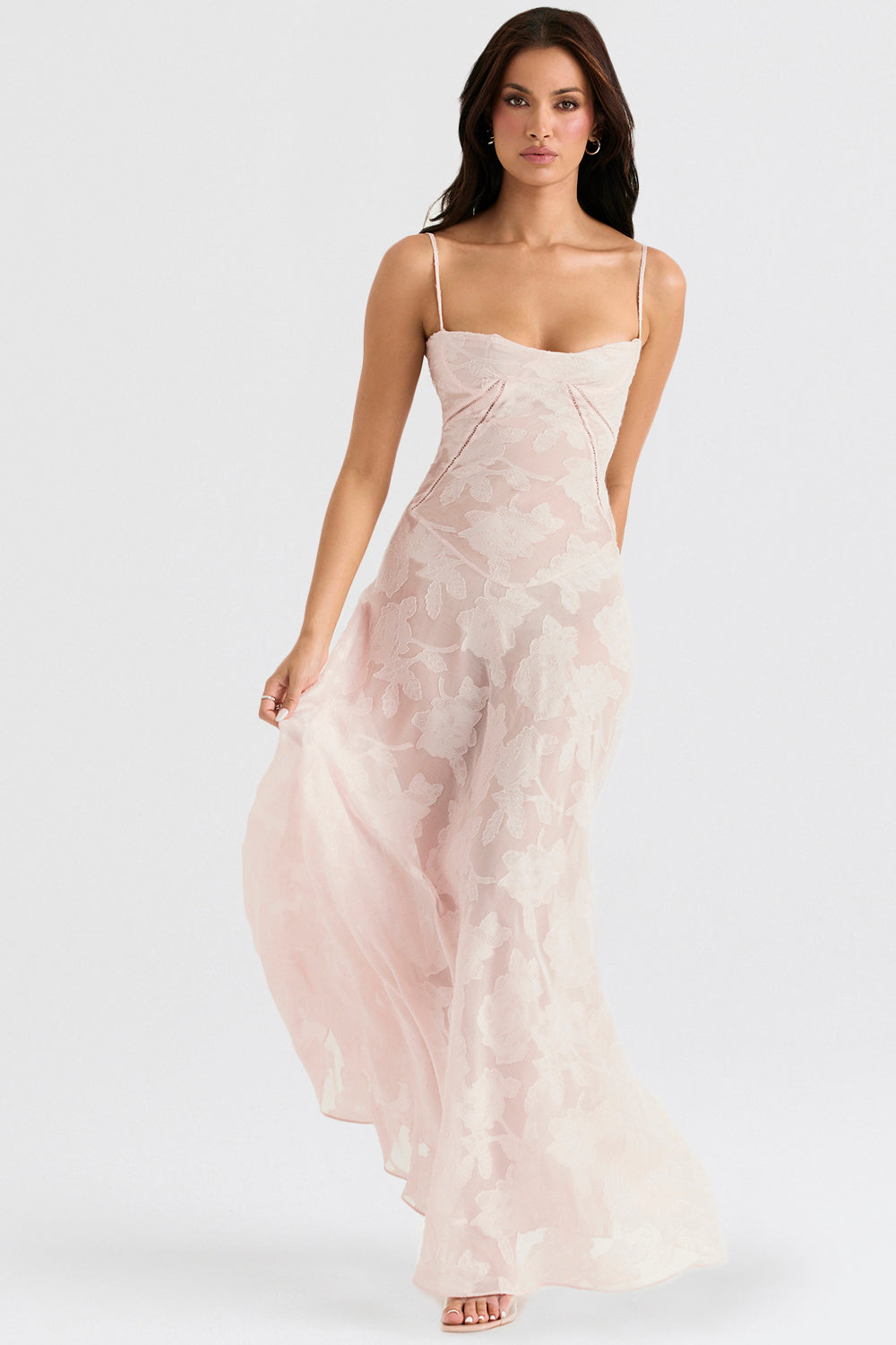 Serene Corset Cream Long Evening Dress