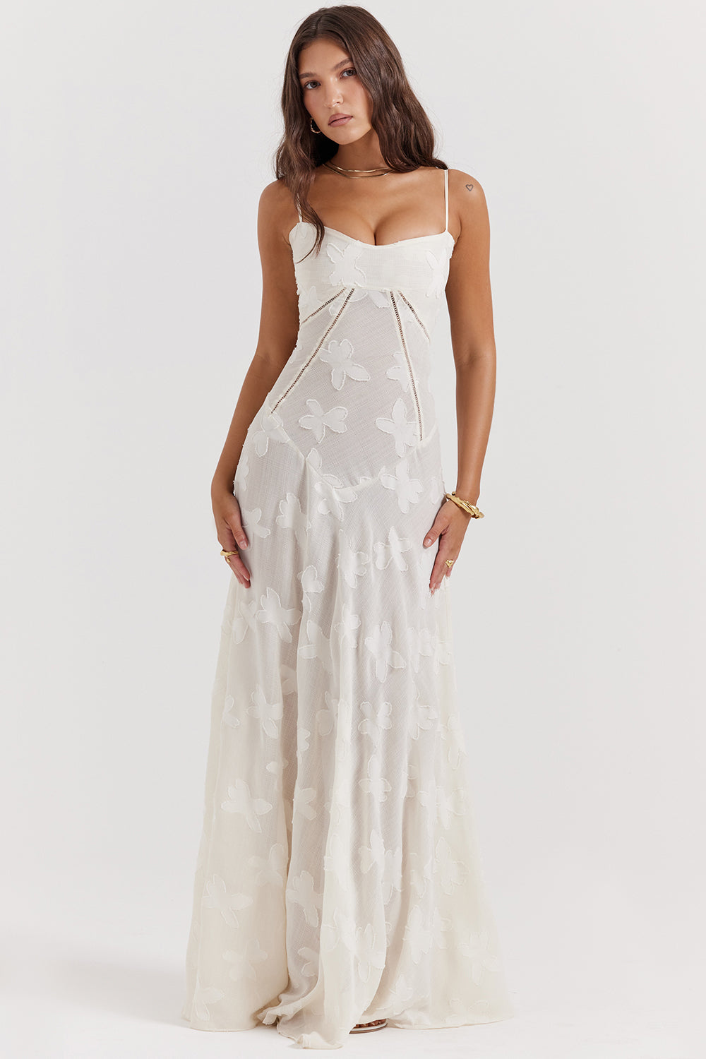Serene Corset Cream Long Evening Dress