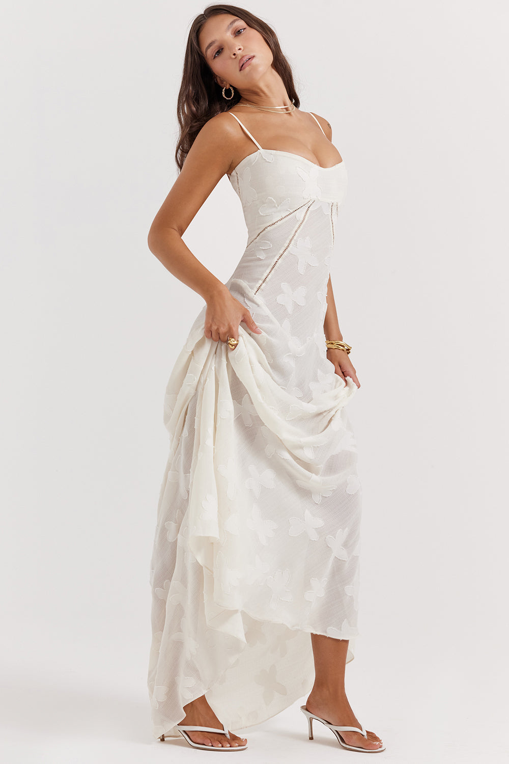 Serene Corset Cream Long Evening Dress